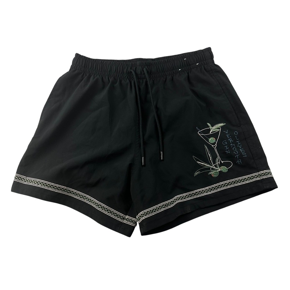 Abercrombie & Fitch Swim Trunks Men XS Black Relaxed Stretch Martini Tropical